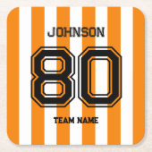 オレンジスポーツチーム名前をカスタムするナンバーチームゲーメディ スクエアペーパーコースター (正面)