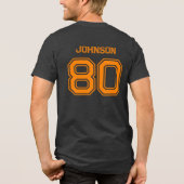 オレンジスポーツチーム名前をカスタムする、ナンバーチームブラック トライブレンドＴシャツ (裏面)