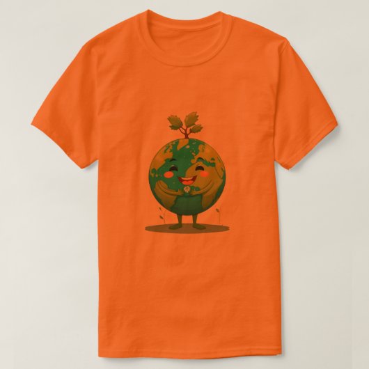 オレンジスマイリーアースTシャツ – グリーンホープ Tシャツ (デザイン正面)
