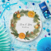 オレンジスライスグリーンパイン結婚ズ ペーパープレート (パーティー)