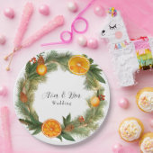 オレンジスライスグリーンパイン結婚ズ ペーパープレート (パーティー)