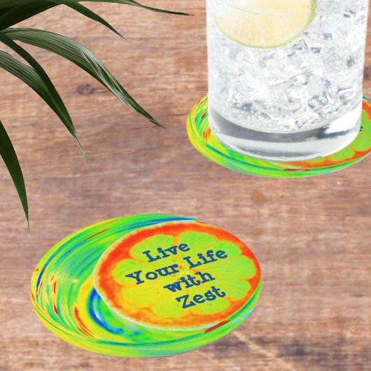 オレンジスライスサイケデリックラウンド紙コースター ラウンドペーパーコースター