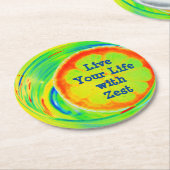 オレンジスライスサイケデリックラウンド紙コースター ラウンドペーパーコースター (アングル)