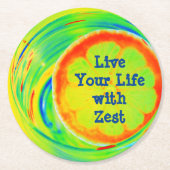 オレンジスライスサイケデリックラウンド紙コースター ラウンドペーパーコースター (正面)