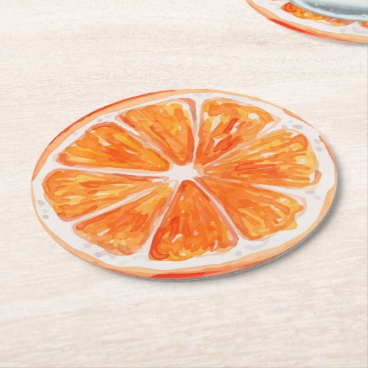 オレンジスライスシトラステーマブライダルシャワー ラウンドペーパーコースター (アングル)