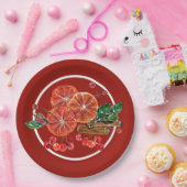 オレンジスライスシナモンスティックベリー秋 ペーパープレート (パーティー)