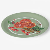 オレンジスライスシナモンスティックベリー秋 ペーパープレート (アングル)