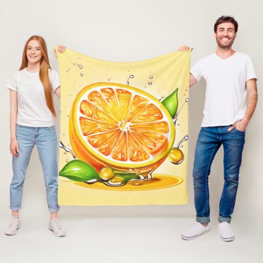 オレンジスライススプラッシュ フリースブランケット (インサイチュ)