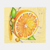 オレンジスライススプラッシュ フリースブランケット (正面(横))