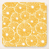 オレンジスライスパターンデザイン スクエアペーパーコースター (正面)