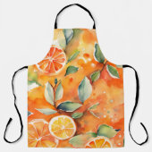 オレンジスライスフレッシュウォーターカラーシトラスデザイン エプロン (正面)