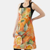 オレンジスライスフレッシュウォーターカラーシトラスデザイン エプロン (インサイチュ)