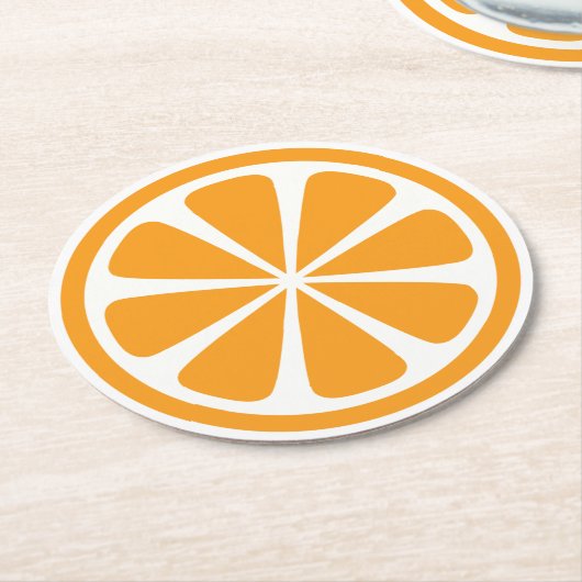 オレンジスライスラウンド紙コースター ラウンドペーパーコースター (アングル)
