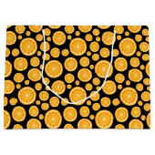 オレンジスライス柑橘類フルーツブラック ラージペーパーバッグ (正面)