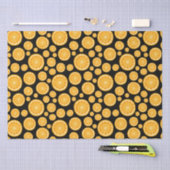 オレンジスライス柑橘類フルーツブラック 薄葉紙 (クラフト)