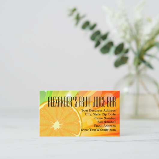 オレンジスライス柑橘類フルーツヘルスジュースムージー 名刺 (スタンド正面)