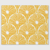 オレンジスライス、トロピカルフルーツパターンデザイン ラッピングペーパー (フラット)