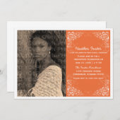 オレンジスワエレガントールズ写真卒業招待状 招待状 (正面/裏面)