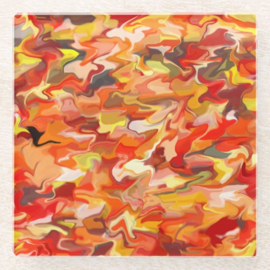 オレンジスワールガラスコースター ガラスコースター (正面)