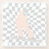 オレンジスーツを着たフリーライド市松模様にスノーボーダー ガラスコースター (裏面)