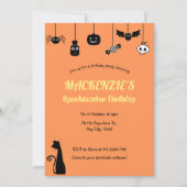 オレンジズぶら下がったハロウィーンスプオクタク誕生日 招待状 (正面)