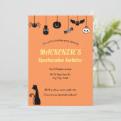 オレンジズぶら下がったハロウィーンスプオクタク誕生日 招待状 (スタンド正面)