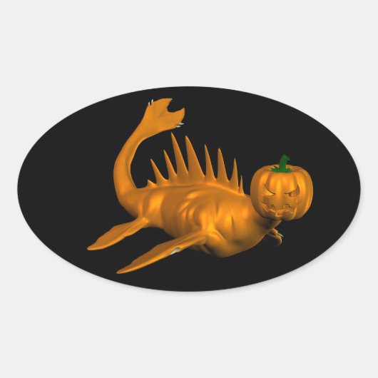 オレンジセドラゴン 楕円形シール (正面)