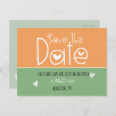 オレンジセージモダングリーンタイポグラフィ保存日 案内ポストカード (正面/裏面)