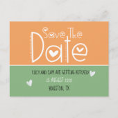 オレンジセージモダングリーンタイポグラフィ保存日 案内ポストカード (正面)