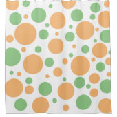 オレンジセージ緑の幾何学円 シャワーカーテン (正面)