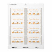 オレンジゾウ赤ちゃんシャワー水瓶好き ラベル (フルシート)