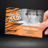 オレンジタイガーまたはベンガル卒業写真 招待状