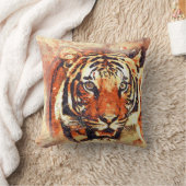 オレンジタイガーウォーター絵を描カラープリント装飾用クッション クッション (ブランケット)