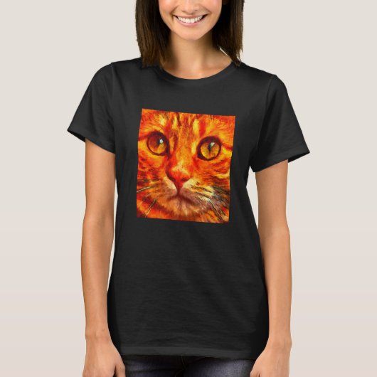 オレンジタイガーキャットクローズアップ Tシャツ (正面)
