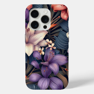 オレンジタイガーリリートロピカルデザイン iPhone 15 PROケース
