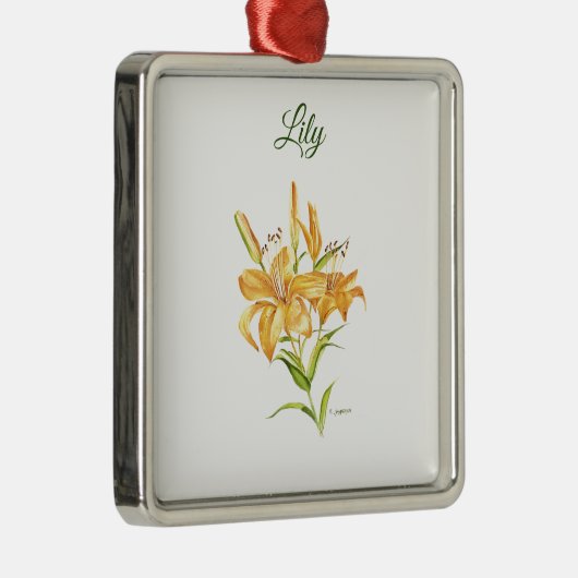 オレンジタイガーリリーフローラ水カラーメタルオーナメント メタルオーナメント (右)