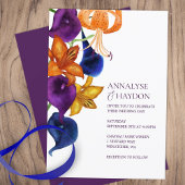 オレンジタイガーリリー、プラムパープル、ブルー結婚ズ 招待状