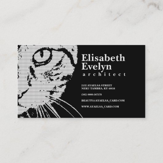 オレンジタイガー顔クローズアップB&W 名刺 (裏面)