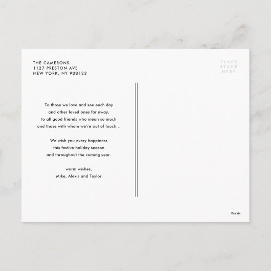 オレンジタイポグラフィフォトコラージハッピーハヌッカ シーズンポストカード (裏面)