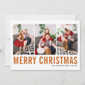 オレンジタイポグラフィフォトコラージメリークリスマス シーズンカード (正面)