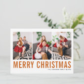 オレンジタイポグラフィフォトコラージメリークリスマス シーズンカード (スタンド正面)