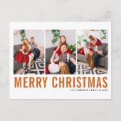 オレンジタイポグラフィメリークリスマスフォトコラージュ シーズンポストカード (正面)
