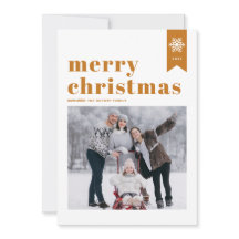 オレンジタイポグラフィ雪片メリークリスマスフォト