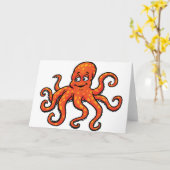 オレンジタコのキャラクター 海の生き物 カード (黄色い花)