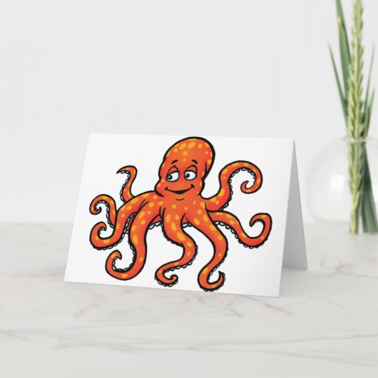 オレンジタコのキャラクター 海の生き物 カード (正面)