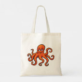 オレンジタコのキャラクター 海の生き物 トートバッグ (裏面)