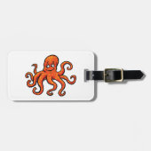 オレンジタコのキャラクター 海の生き物 ラゲッジタグ (正面横)