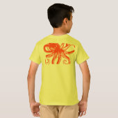 オレンジタコ キッズTシャツ - かわいい海の生き物Tシャツ Tシャツ (裏面フル)