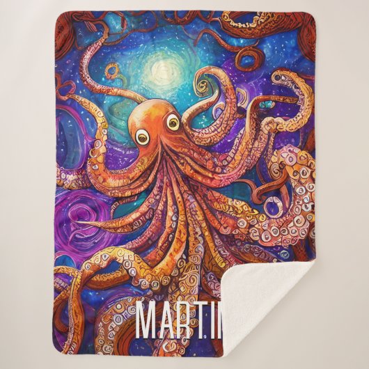 オレンジタコ | Full Moon パーソナライズされた with Name シェルパブランケット (正面)