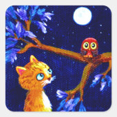 オレンジタビーおもしろいキャットクリエイションアーツスクエアステッカー スクエアシール (正面)